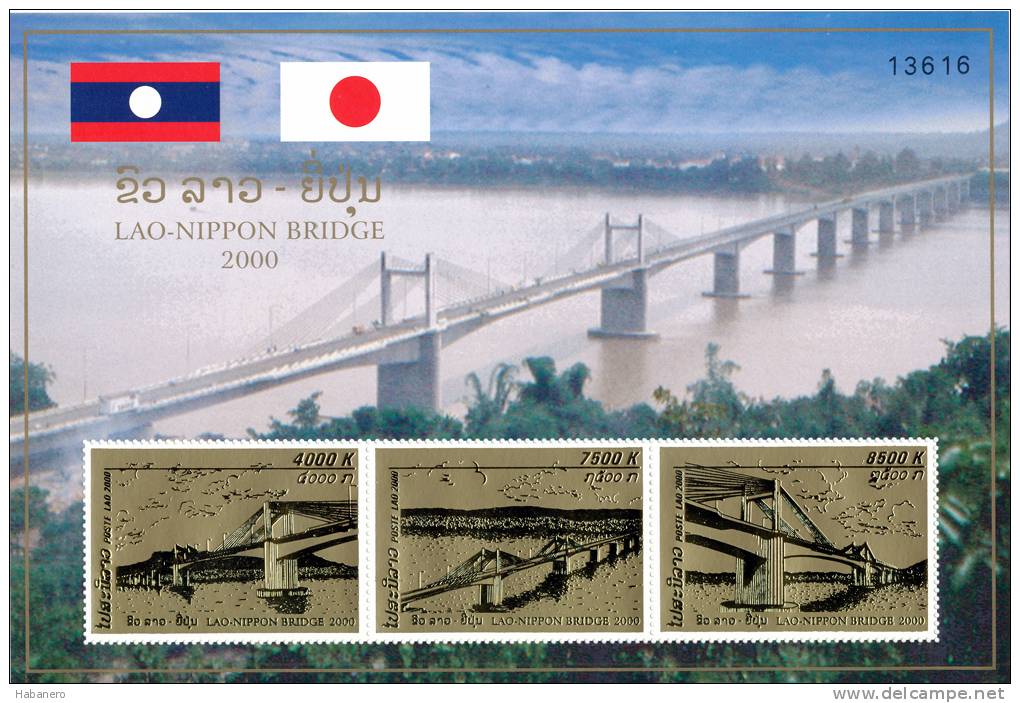 LAOS - 2000 - Mi 1721-1723 + BL.180A - LAO-JAPAN BRIDGE - SPECIAL OFFER 57% OFF - MNH ** - Laos