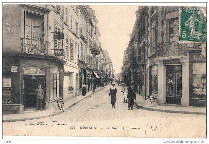 SOISSONS Rue Du Commerce - TB ( Trace Tasse Café  Au Dos ) édition Nogarede - Soissons