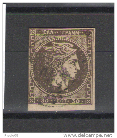 GRECIA 1876 TESTA DI MERCURIO  TIRATURA  DI ATENE 30 L. USATO - Gebraucht