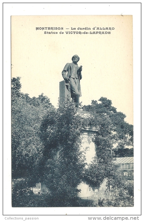 Cp, 42, Montbrison, Le Jardin D'Allard, Statue De Victor De Laprade - Montbrison