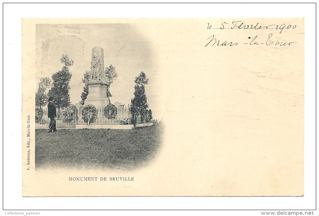 Cp, 55, Mars-la-Tour, Monument De Bruville, Voyagée 1900 - Otros & Sin Clasificación