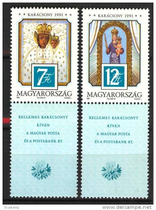 HUNGARY - 1991. Christmas Set With Label / Madonna And Child  MNH! Mi 4173-4174 - Neufs