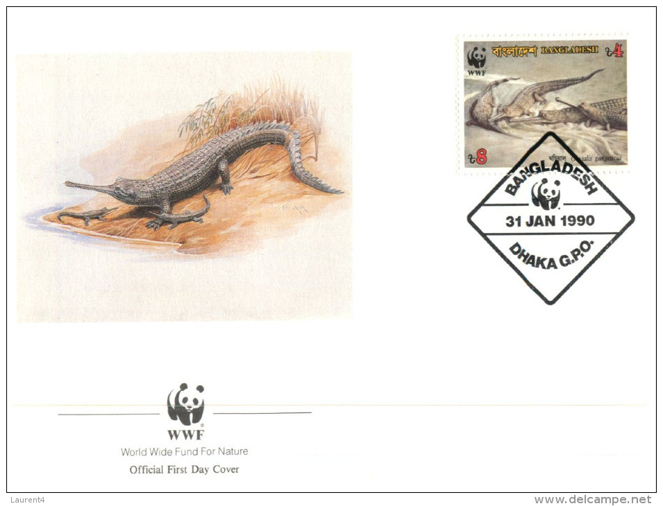 (551) WWF First Day Cover - Set Of 4 Covers - Crocodile - Bangladesh - FDC