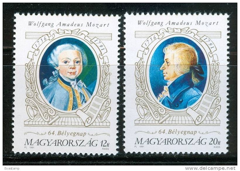 HUNGARY - 1991.64th Stampday - Wolfgang Amadeus Mozart MNH! Mi 4158-4159 - Nuevos