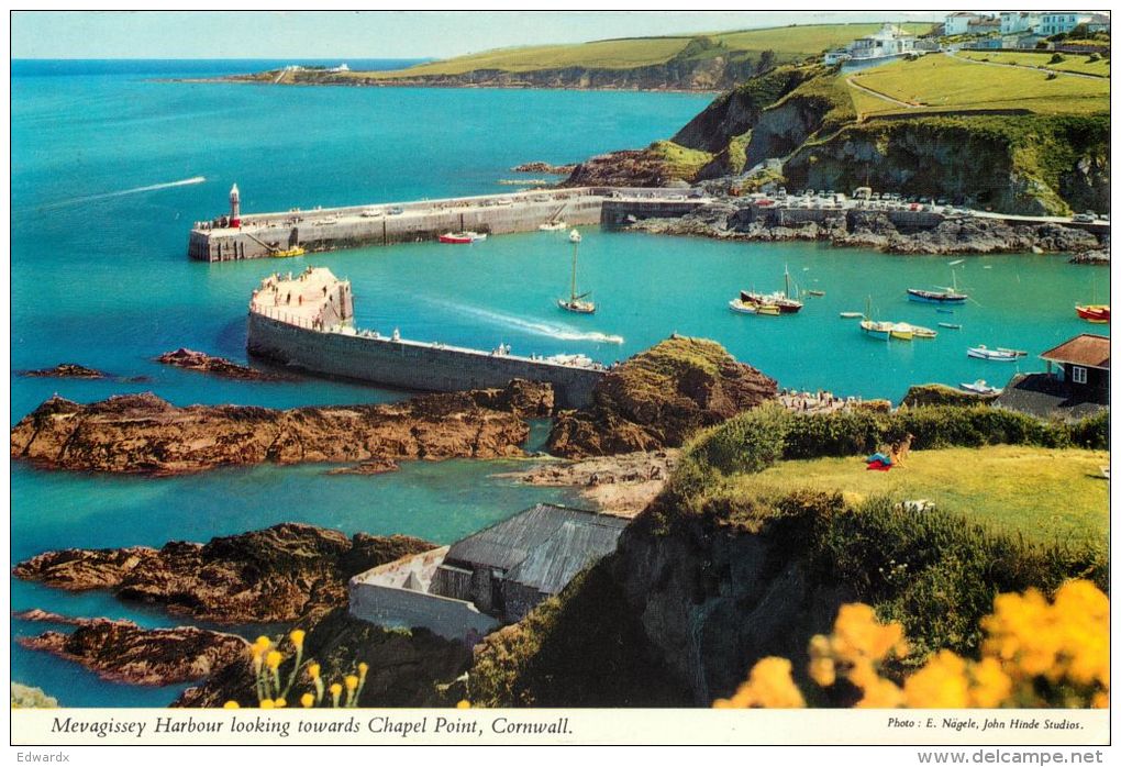 Mevagissey Harbour, Cornwall Postcard Used Posted To UK 1975 Stamp John Hinde - Andere & Zonder Classificatie
