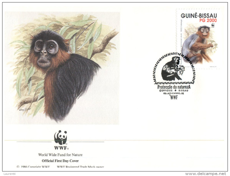 (551) WWF First Day Cover - Set Of 4 Covers - Monkey - Guinea Bissau - FDC