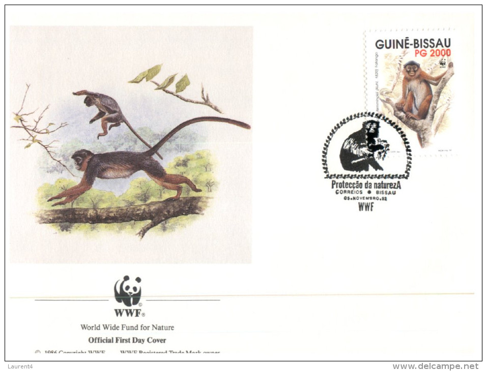 (551) WWF First Day Cover - Set Of 4 Covers - Monkey - Guinea Bissau - FDC