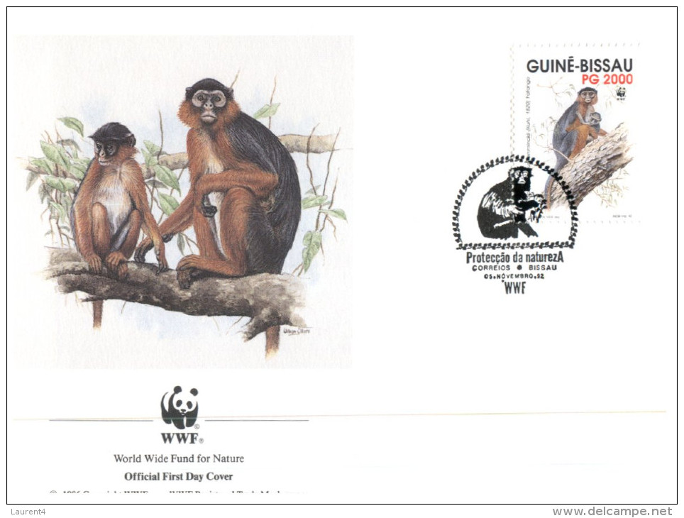 (551) WWF First Day Cover - Set Of 4 Covers - Monkey - Guinea Bissau - FDC