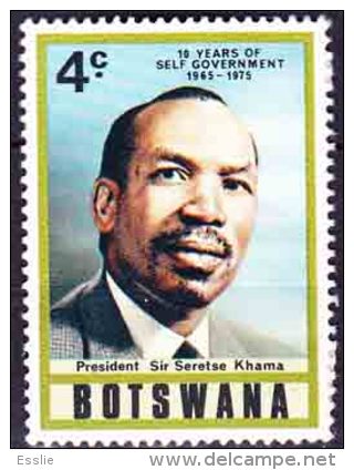 Botswana - 1975 - 10th Anniv. Of Self-government. Pres. Sir Seretse Khama - 4c - Botswana (1966-...)