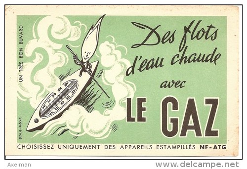 BUVARD: " Des Flots D'eau Chaude Avec Le Gaz" - Elektrizität & Gas