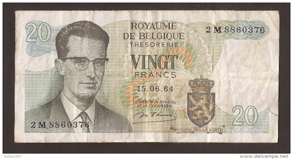 België Belgique Belgium 15 06 1964 20 Francs Atomium Baudouin. 2 M 8860376. - 20 Francos