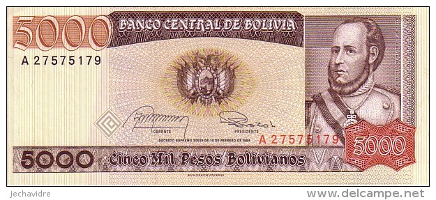 BOLIVIE  5 000 Pesos Bolivianos   Daté Du 10-02-1984  Pick 168 A           ***** BILLET  NEUF ***** - Bolivie