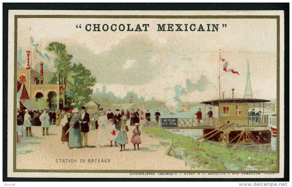 Chocolat Mexicain, Lith. J. Minot, Thème Paris, Station De Bateaux, Personnages - Autres & Non Classés