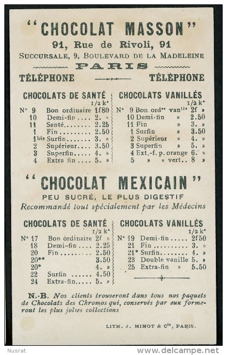 Chocolat Mexicain, Lith. J. Minot, Thème Paris, Station De Bateaux, Personnages - Autres & Non Classés