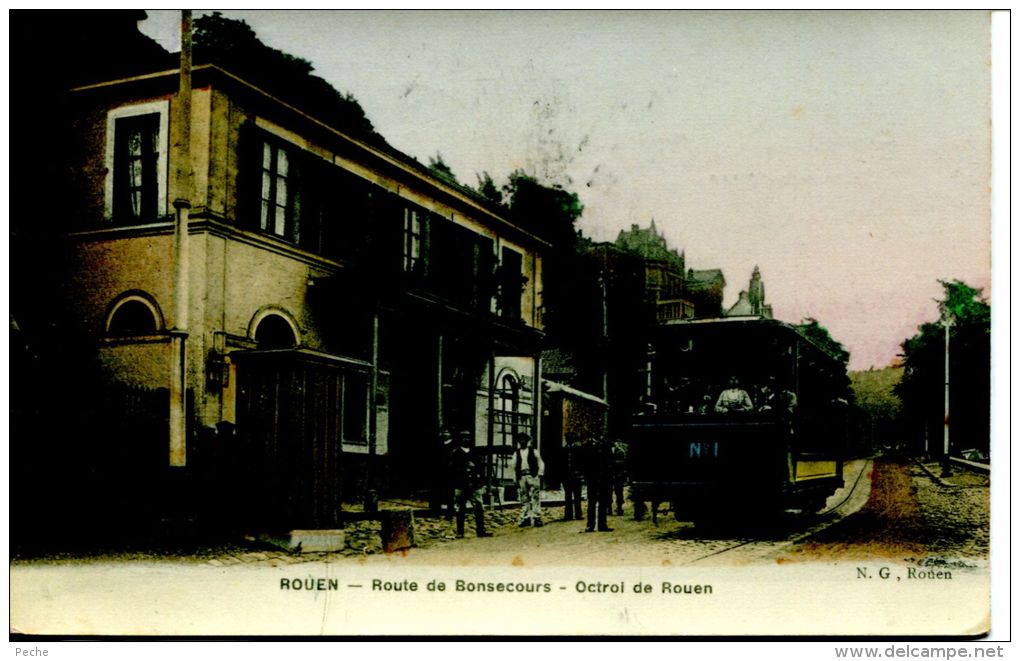 N°38007 - Cpa Rouen -route De Bonsecours -octroi De Rouen -Tramway- - Tramways