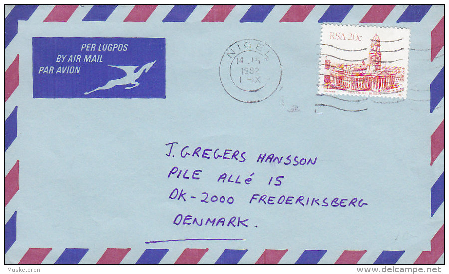 South Africa Airmail Par Avion Lugpos NIGEL 1982 Cover Brief To FREDERIKSBERG Denmark - Luchtpost