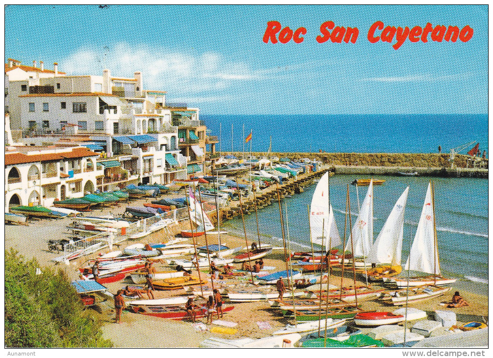 España--Tarragona--1986--Roda De Bara--Playa-Roc San Cayetano Y Puerto--Fechador-Vendrell - Tarragona