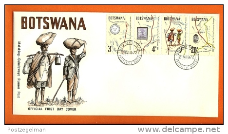 BOTSWANA, 1972, MNH F.D.C., Mafekeng Boat Post, Nr(s) 88-91, F3148 - Botswana (1966-...)