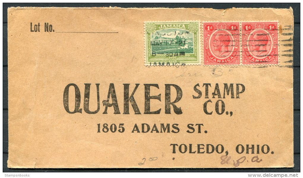 1936 Jamaica Cover - Quaker Stamp Company, Toledo, Ohio, USA - Jamaica (...-1961)