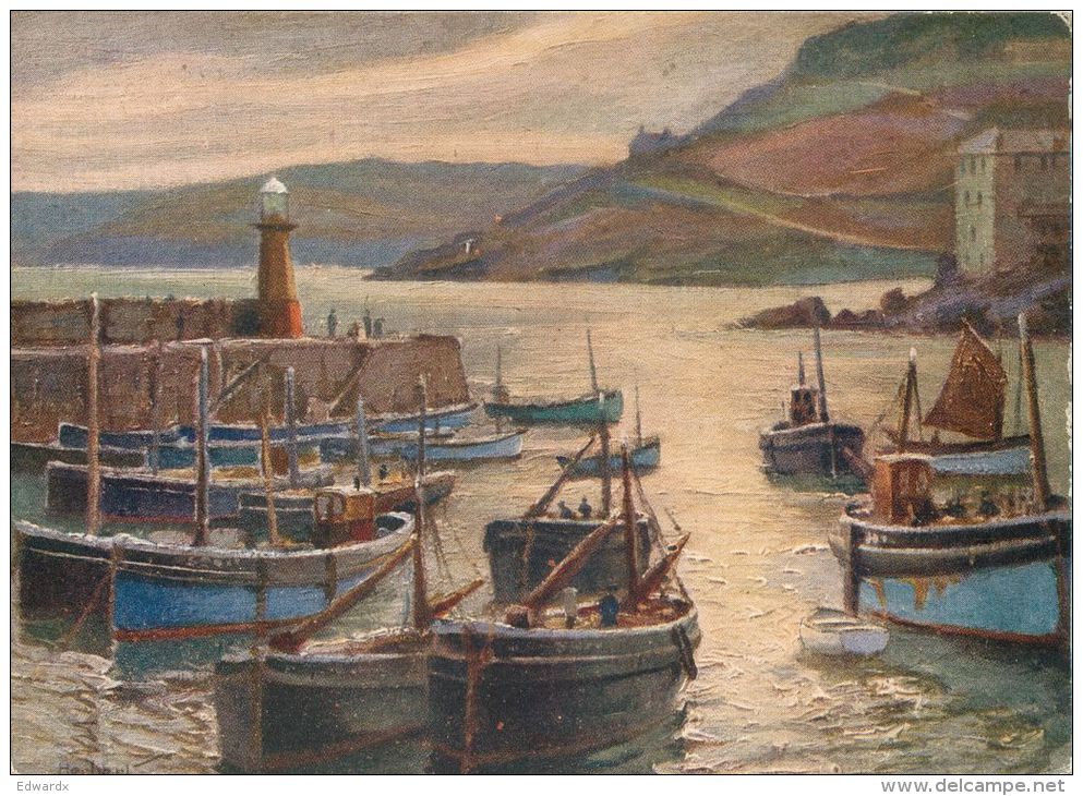 Morning Harbour, Herbert Truman, St Ives, Cornwall, England Postcard Sweetman Fac-sim-oil-colour #1 - St.Ives