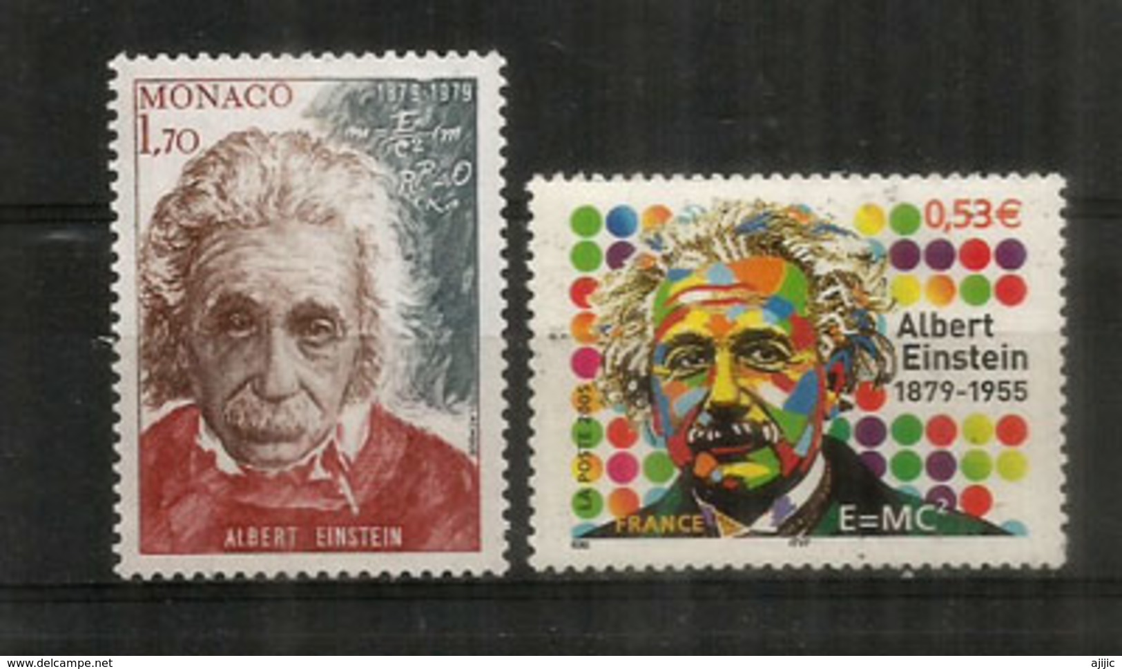 Hommage à Albert Einstein.Prix Nobel Physique 1921.  2 T-p Neufs ** Monaco.France - Albert Einstein