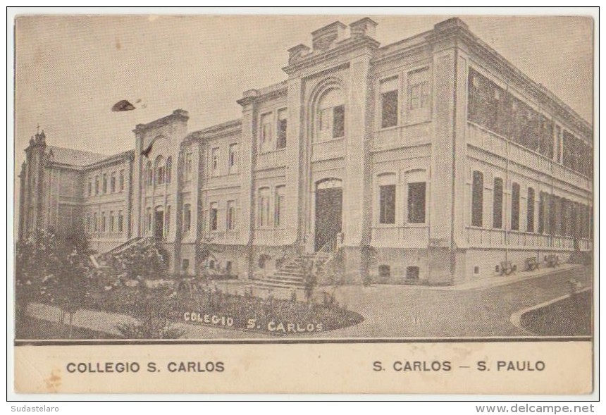 CPA SÃO CARLOS 1917 - Collegio S. Carlos - école, School, Escola - Postal - Postcard - BRASIL-BRESIL-BRAZIL - Otros