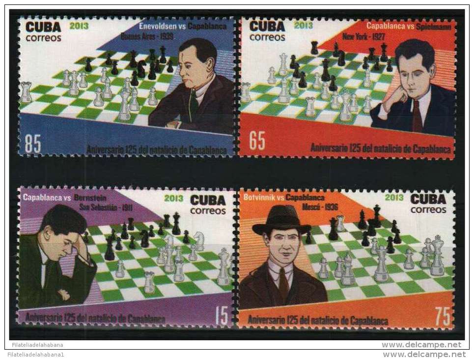 2013.15 CUBA 2013 MNH 125 ANIV DEL NATALICIO DE JOSE RAUL CAPABLANCA. CHESS. AJEDREZ. MNH - Ungebraucht