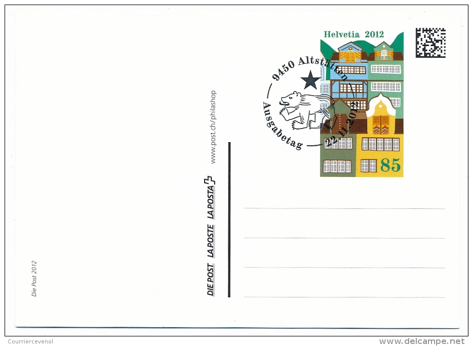 SUISSE - Journée Du Timbre 2012 - Entier Postal + Enveloppe FDC - ALTSTÄTTEN - 22-11-2012 - Giornata Del Francobollo