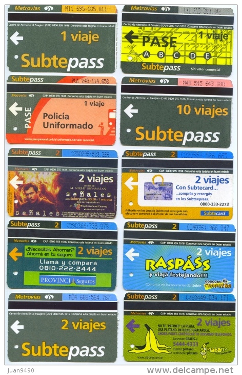 10 BILLETES SUBTEPASS / ARGENTINA / D6 - Welt