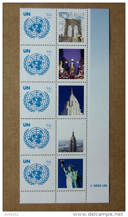 Y1 Nations Unies (New York)  : Emblème De L'ONU Avec Vignette Personnalisée "ville De New York" - Ongebruikt