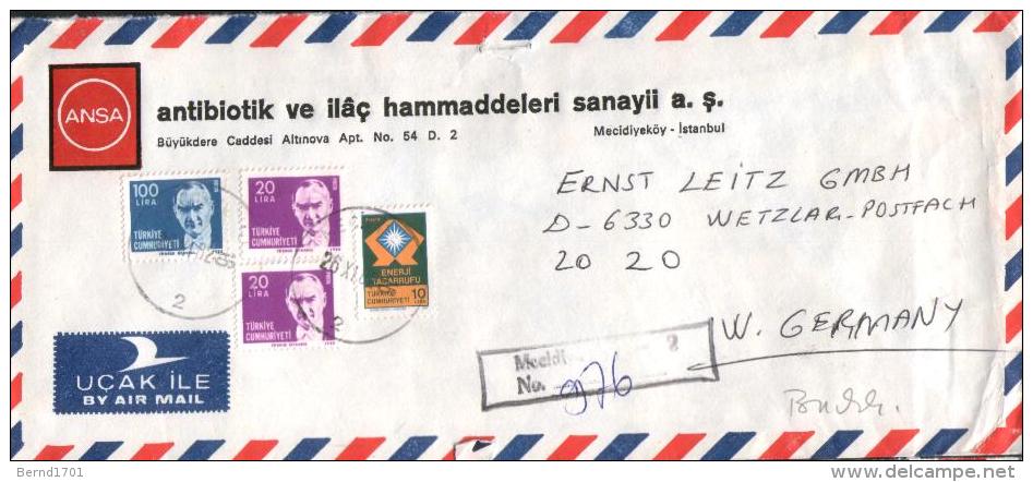 Türkei / Turkey - Umschlag Echt Gelaufen / Cover Used (t251) - Brieven En Documenten