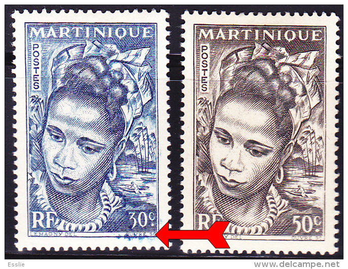 Martinique - 1947 - Martininique Girl - Variety - Ink Smudge - Neufs