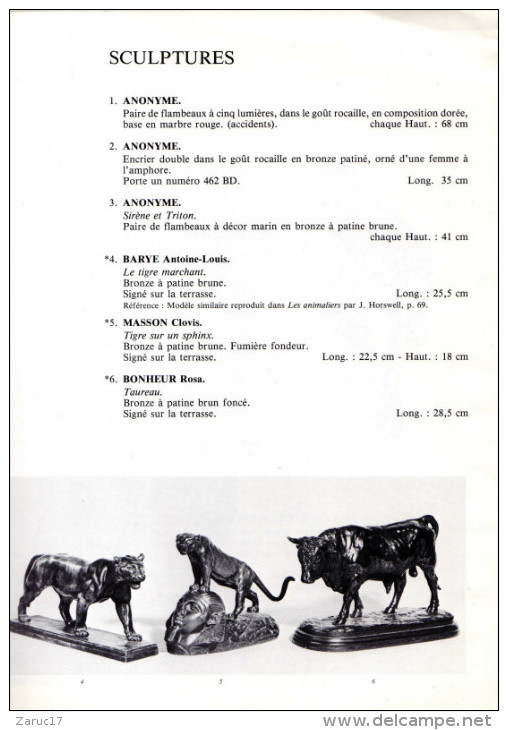 CATALOGUE HOTEL DES VENTES NOUVEAU DROUOT CORNETTE DE SAINT CYR AVRIL 1988  BRONZE SCULPTURE SALLE 14 - Art