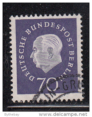 Berlin Used Scott #9N169 70pf Pres. Heuss, Dull Purple - Oblitérés