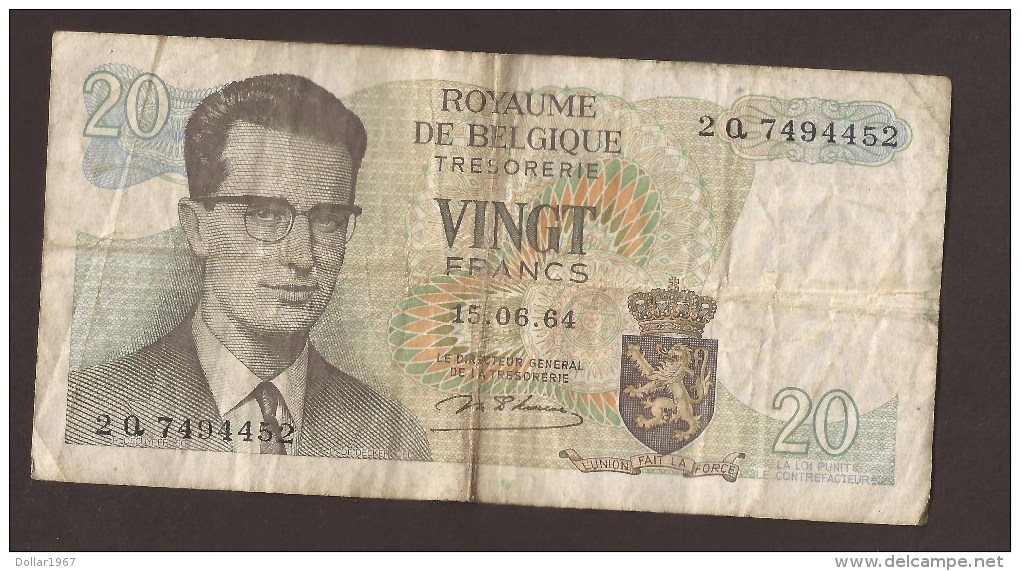 België Belgique Belgium 15 06 1964 20 Francs Atomium Baudouin. 2 Q 7494452 - 20 Francs