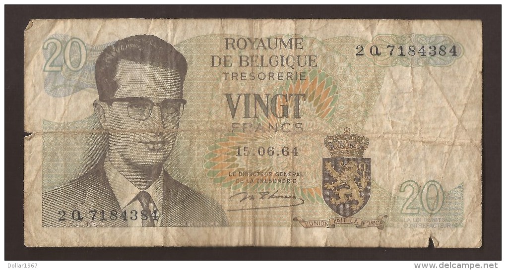 België Belgique Belgium 15 06 1964 20 Francs Atomium Baudouin. 2 Q 7184384 - 20 Francos