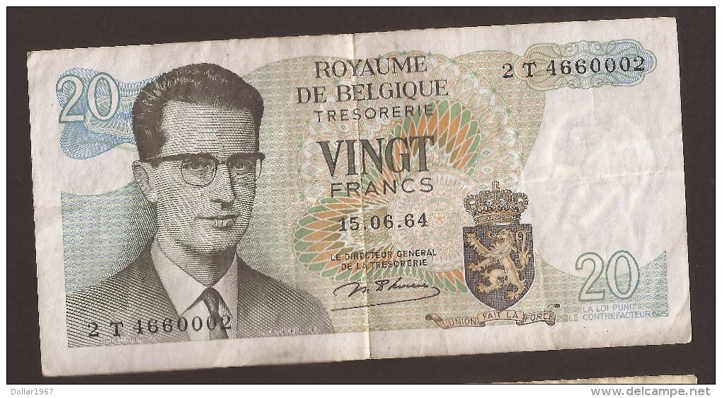 België Belgique Belgium 15 06 1964 20 Francs Atomium Baudouin. 2 T 4660002 - 20 Francos