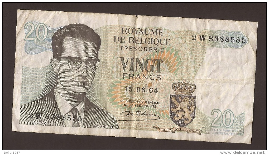 België Belgique Belgium 15 06 1964 20 Francs Atomium Baudouin. 2 W 8388585 - 20 Francos