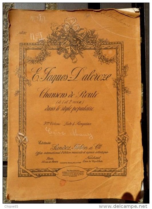 LIVRET DE CHANSONS DE ROUTE DE 1904 De Emile Jacques DALCROZE (scout). Livret Introuvable - Scholingsboek