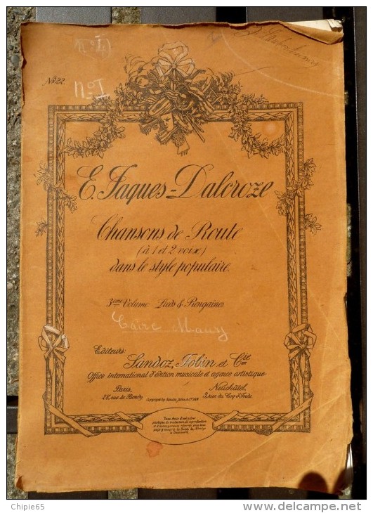 LIVRET DE CHANSONS DE ROUTE DE 1904 De Emile Jacques DALCROZE (scout). Livret Introuvable - Musique Folklorique