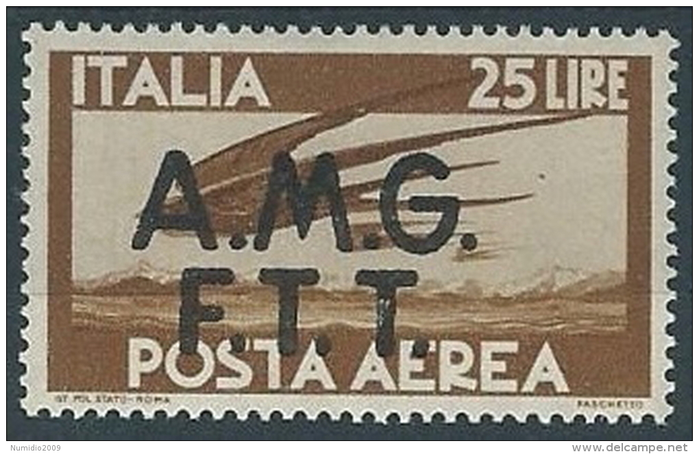 1947 TRIESTE A POSTA AEREA DEMOCRATICA 25 LIRE MH * - ED239-2 - Luftpost