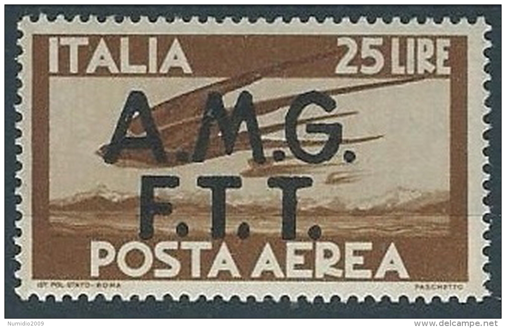 1947 TRIESTE A POSTA AEREA DEMOCRATICA 25 LIRE MH * - ED239-5 - Airmail