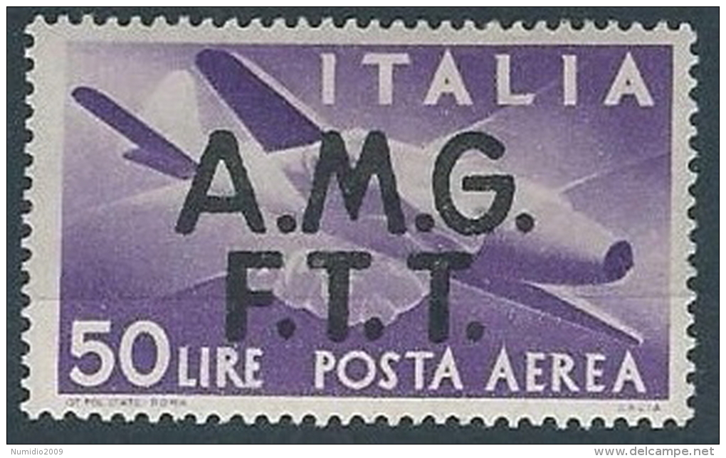 1947 TRIESTE A POSTA AEREA DEMOCRATICA 50 LIRE MH * - ED238 - Luftpost