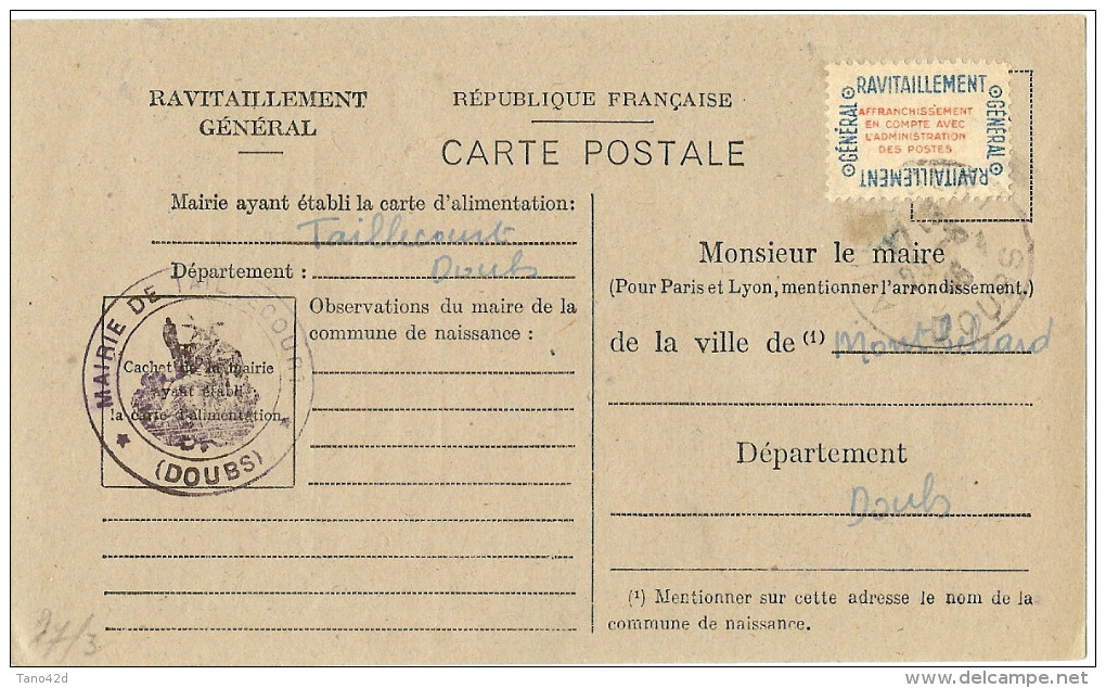 LBL25 - FRANCE TIMBRE DE SERVICE SUR CARTE POSTALE TAILLECOURT 27//8/1946 - Lettres & Documents