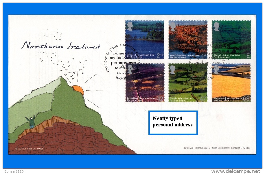 GB 2004-0009, "A British Journey: Northern Ireland" FDC, Garrison Enniskillen SHS - 2001-2010 Decimal Issues