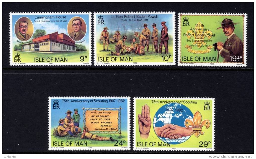 GB ISLE OF MAN IOM - 1982 SCOUTS & SCOUTING 75th ANNIVERSARY SET (5V) FINE MNH ** SG 211-215 - Other & Unclassified