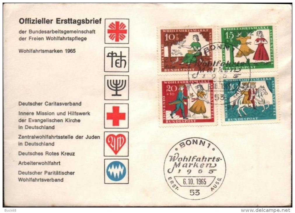 ALLEMAGNE GERMANY BUND Poste 352/5 Premier Jour FDC ETB Aschenputtel Cendrillon Conte - 1961-1970
