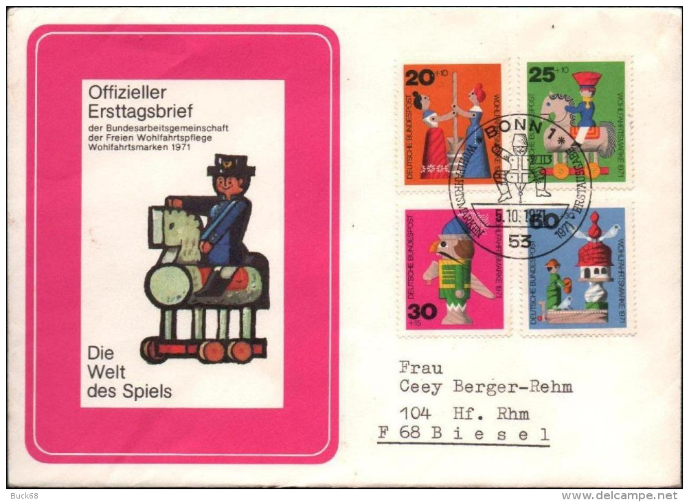 ALLEMAGNE GERMANY BUND Poste 551/4 Premier Jour FDC ETB Jouet Bois Soldat Toy Spielzeug Clown Fou ... - 1971-1980