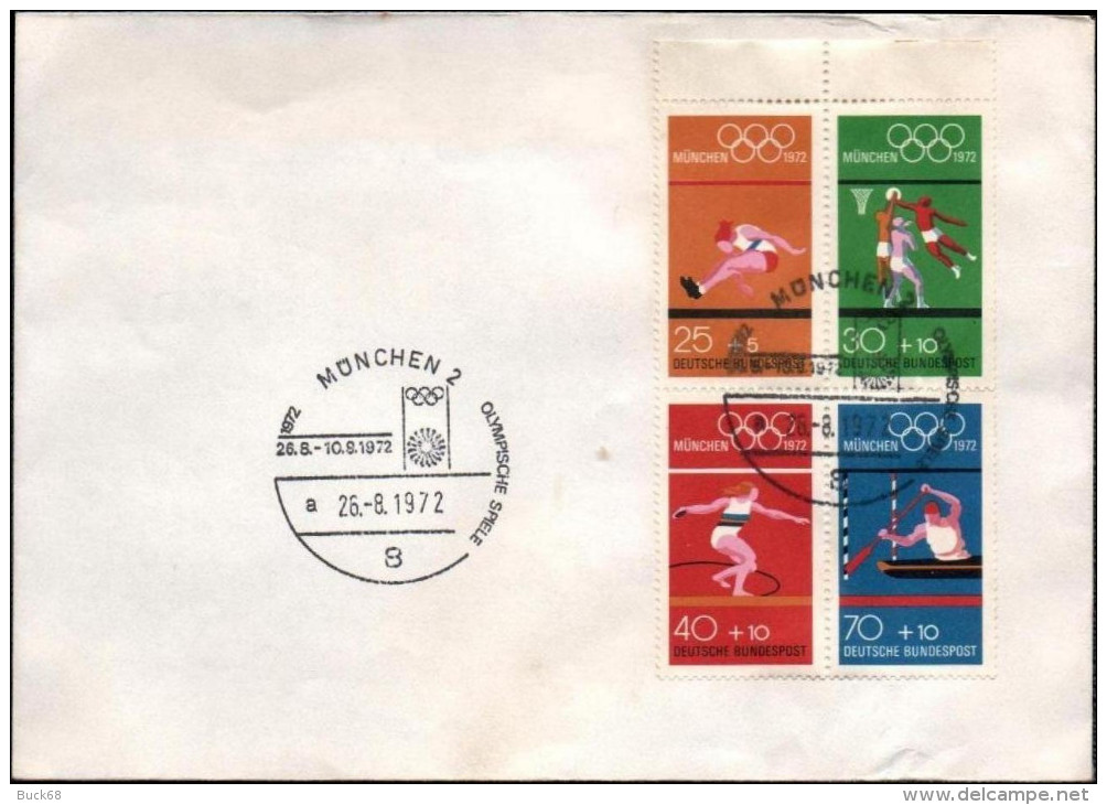 ALLEMAGNE GERMANY BUND Poste 586/9 Premier Jour FDC ETB Jeux Olympiques été Munich 1972 - 1971-1980