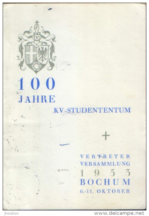Germany/ Berlin - Postal Stationery Postcard Circulated In 1954 - 100 Jahre KV- Studentenum Bochum, PP 356 - 2/scans - Private Postcards - Used